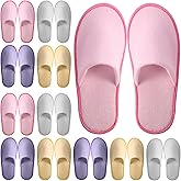 Geyoga 12 Pair Disposable Slippers for Guests Non Slip Disposable House Slippers Washable Reusable for Spa Travel Hotel Indoor Shoeless Home Bride Bathroom