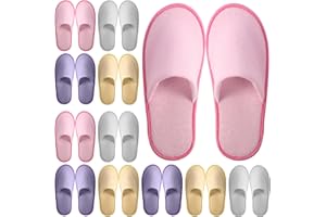 Geyoga 12 Pair Disposable Slippers for Guests Non Slip Disposable House Slippers Washable Reusable for Spa Travel Hotel Indoor Shoeless Home Bride Bathroom