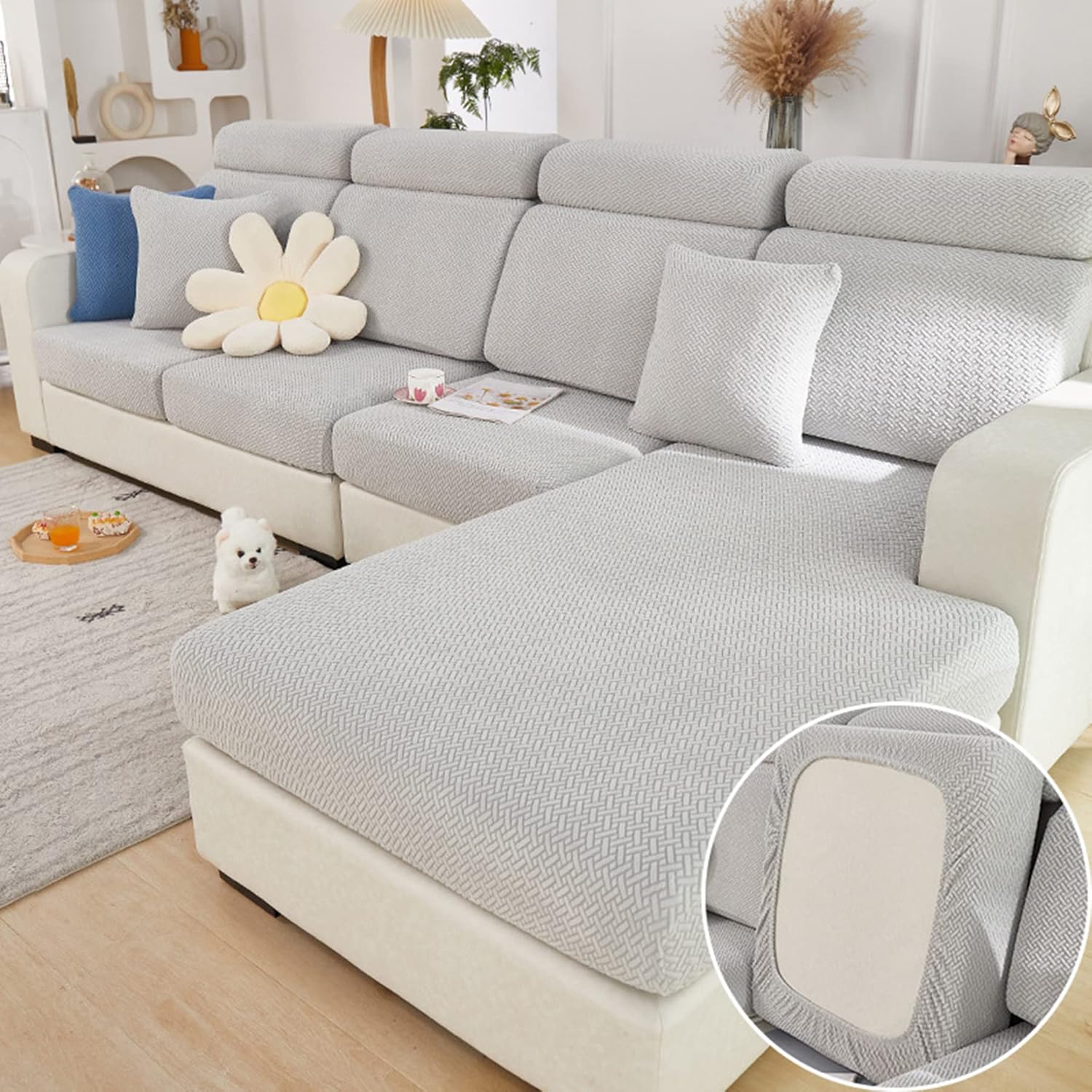 Slipcovers - Magic Sofa Covers,Nolaninterior Magic Sofa Covers,2023 New Wear-Resistant Universal Stretch Magic Sofa Cover (Light Grey, Seat Cover)