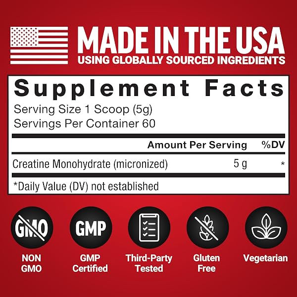 FORCE FACTOR CREATINE MONOHYDRATE POWDER, 5G MICRONIZED DOSE TO SUPPORT MUSCLE GROWTH, STRENGTH, RECOVERY, COGNITIVE HEALTH & MEMORY, UNFLAVORED, 60 SERVINGS