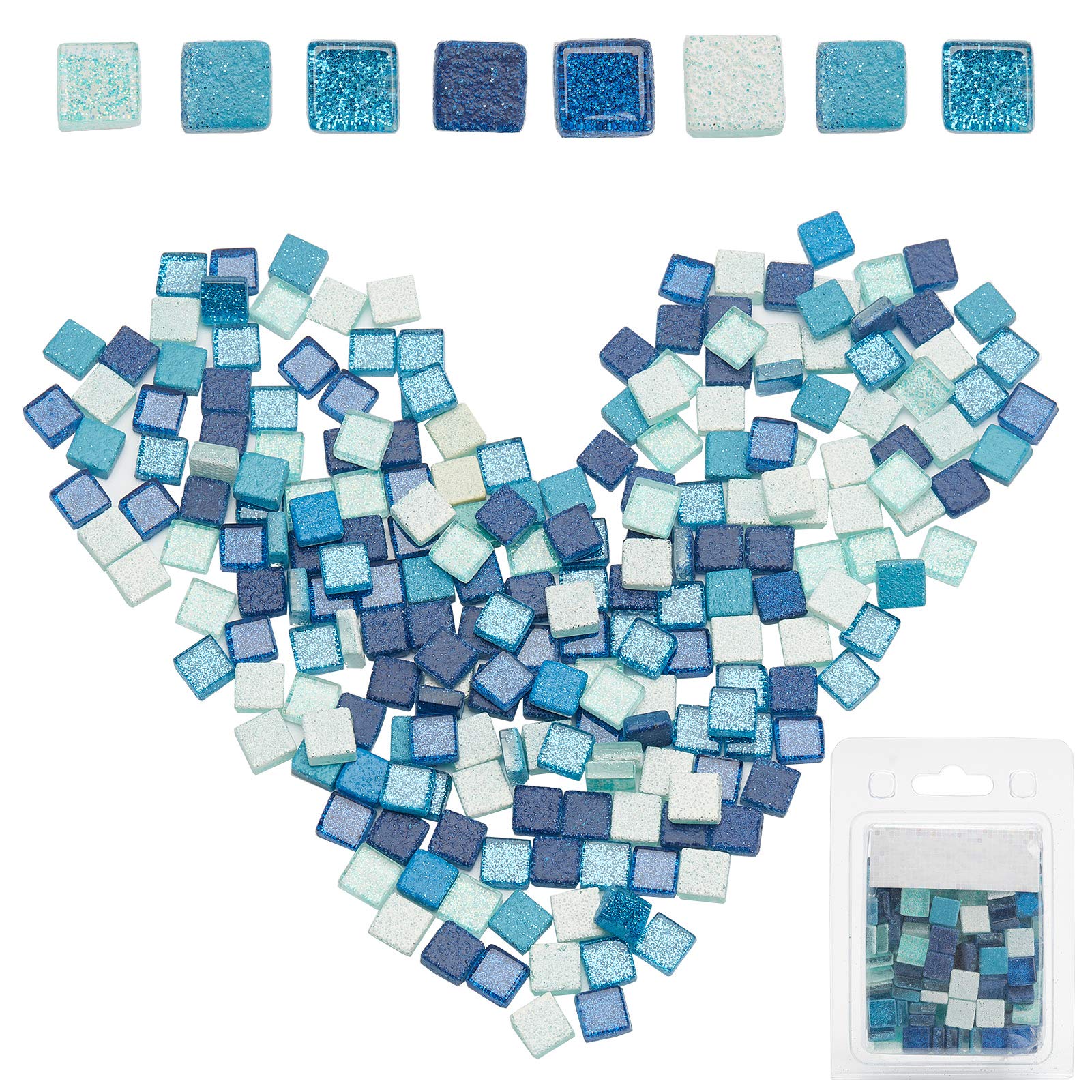 GORGECRAFT 220 Pieces Mosaic Tiles Glass Glitter Mosaic Mixed Color Mosaic Square Shape Stained Glass Stone for DIY Art Craft Projects Handmade Decoration