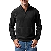 August Alley Men's Quarter Zip Sweatshirt, Long Sleeve Corduroy Pullover Stand Collar Casual Shirt with Pocket(Black,Medium)