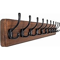 SKOLOO Rustic Large Wall Mounted Coat Rack - 38.6'' Long Coat Rack for Wall, Pine Solid Wood Coat Hook Hanger - 10 Hooks for 