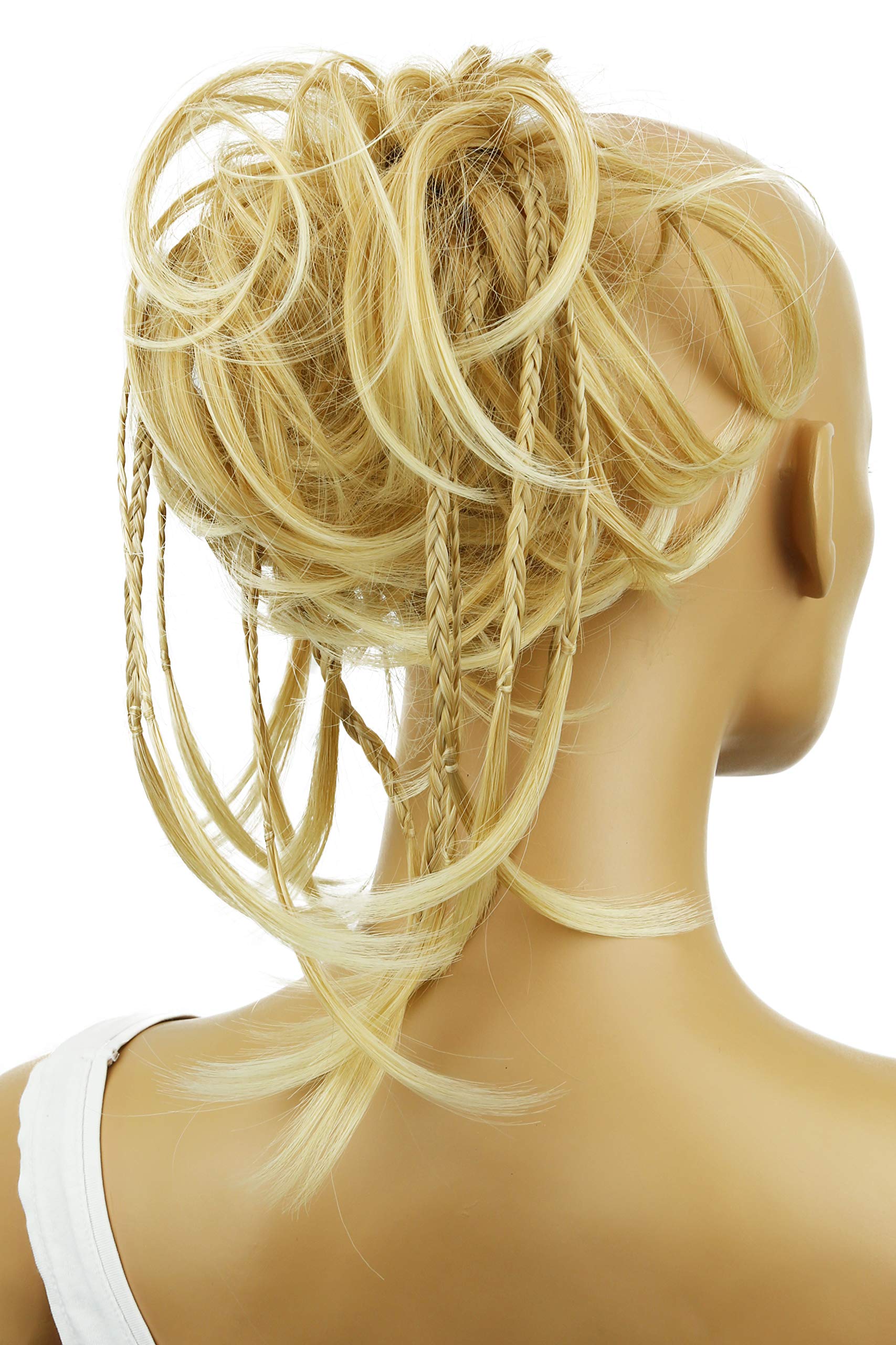 CAISHA XXL Scrunchie Messy Bun Hairpiece Braided Updo Slightly Wavy Voluminous Light Blonde G5D