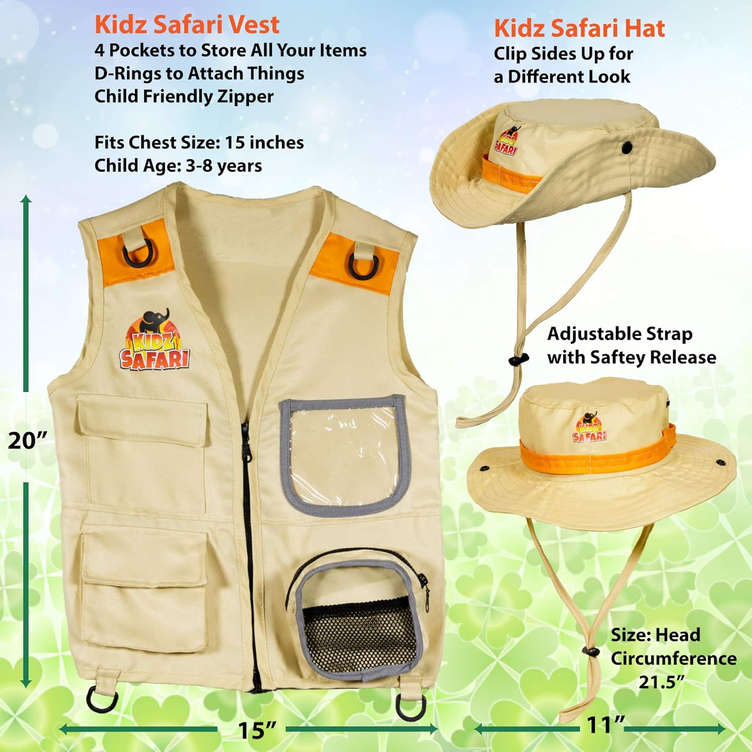 OzBSP Kids Outdoor Adventure Kit. Kids Explorer Kit. Nature Exploration Toy for Boys Girls. Bug Catching Pack. Safari Vest & Hat Costume, Binoculars, Tweezers, Magnifying Glass, Butterfly Net, Compass: Clothing