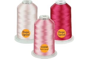 Simthread - 33 Selections - Various Assorted Color Packs of Polyester Embroidery Machine Thread Huge Spool 5500Y for All Purpose Sewing Embroidery Machines - 3 Differ Pink