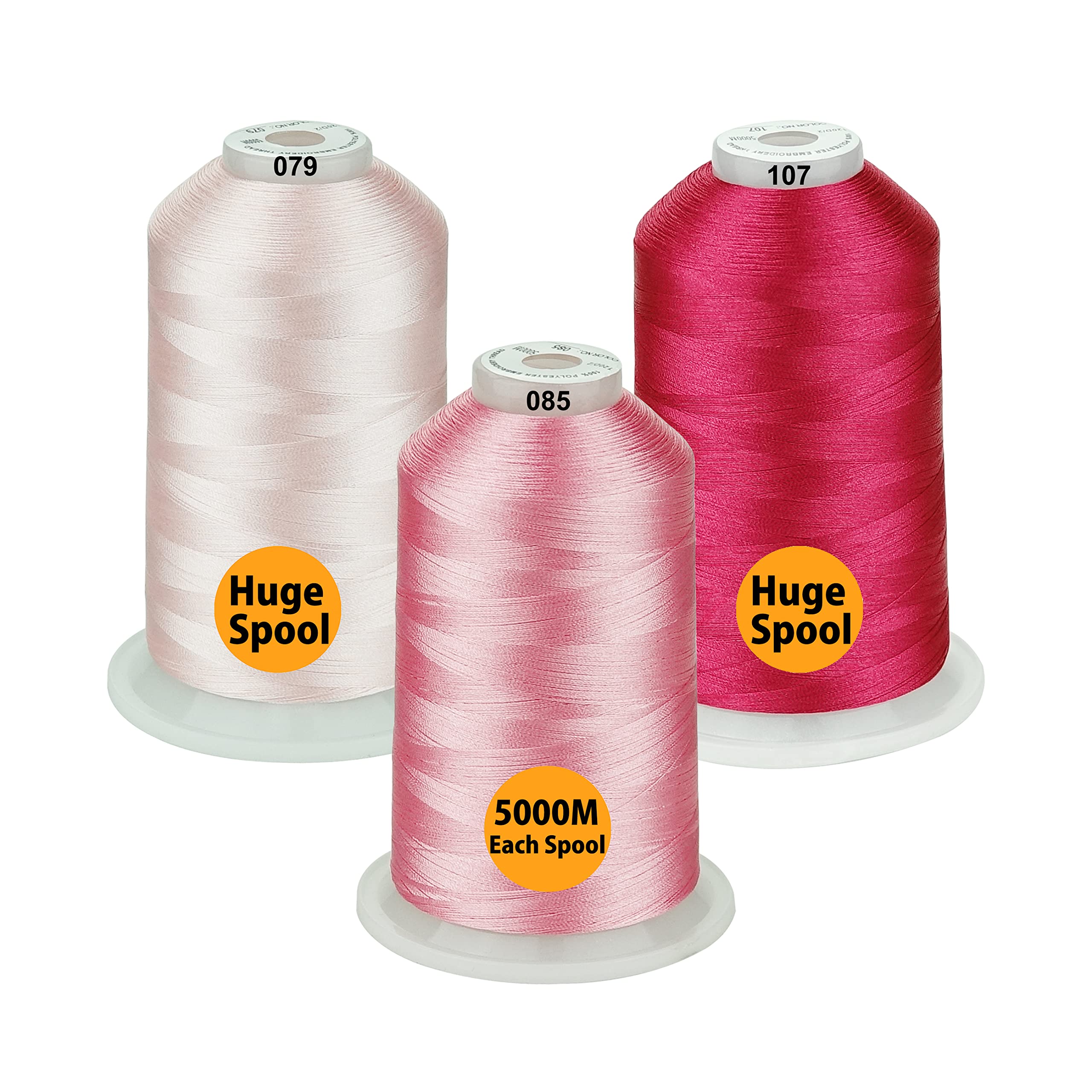 Simthread All Purpose Polyester Embroidery Machine Thread Huge Spool 5000M 5500Y for Sewing Embroidery Machines - Carmine/Rose/Pink/ — image 1
