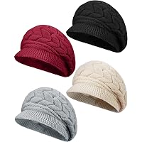 stablerice 4 Pack Womens Winter Beanie Hats Thick Warm Knit 