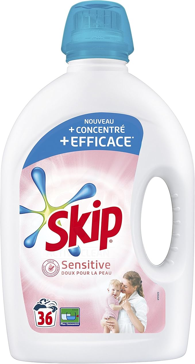 Skip Lessive Liquide Sensitive Peaux Sensibles Bebes 36 Lavages Amazon Fr Hygiasne Et Soins Du Corps