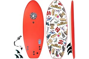 KONA SURF CO. The 4-4 Surfboards Soft Board Foam Top Short Boogie Bodyboard Surfboard Includes Removable Fins and Leash (Pink, 4ft 4in)