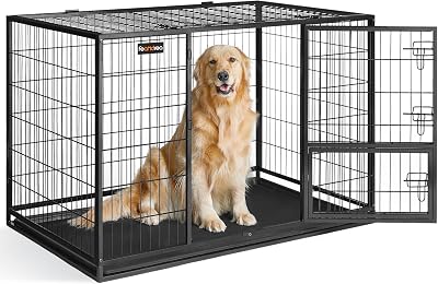 Feandrea Heavy-Duty Dog Crate 122 x 74.5 x 80.5 cm Double Doors