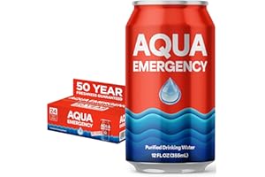 A-Z PACKAGING SOLUTIONS Aqua Emergency Water for Drinking, 50-Year Shelf-Life Emergency Preparedness Survival Water Supply 12oz (24 Pack)