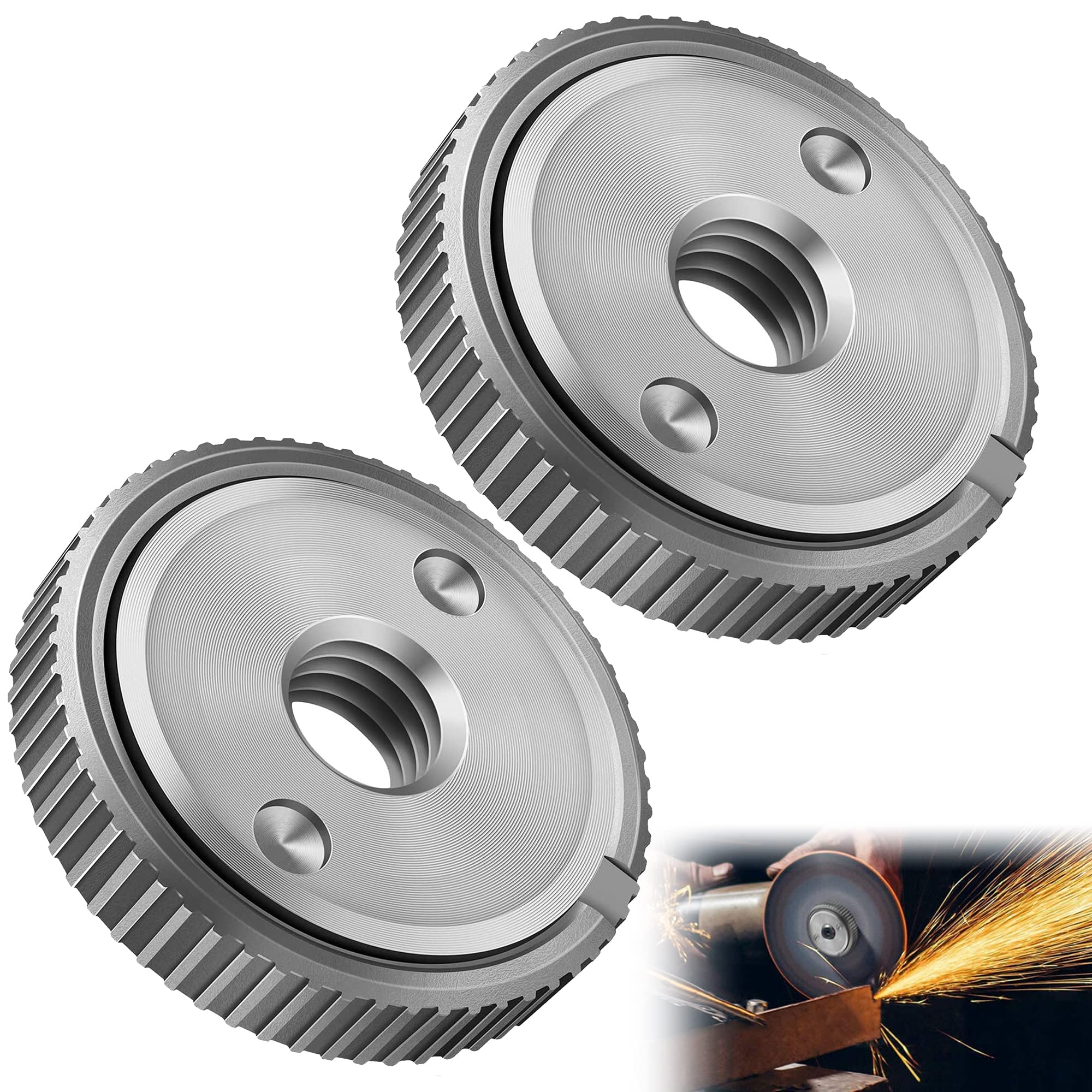 Quick-Release Nuts for Angle Grinders, Quick-Release Nut m14, for Hitachi, Metabo, AEG, Decker & Black, Dewalt, Flex Quick Release Nut Pack of 2