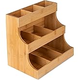 THEODORE Vertical Bamboo Tea Bag Organizer - Holds 180 Bags - Elegant Wooden Storage Box for Home, Office, Café - Also Holds 