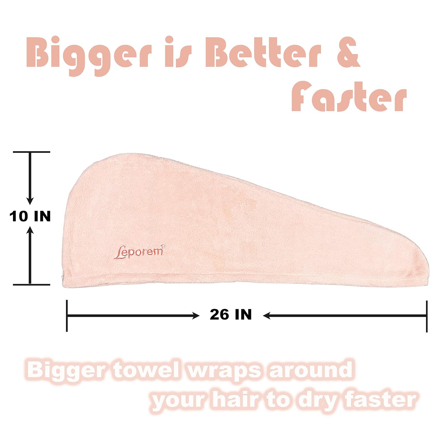 3 Pack Hair Towel - LARGE 10” X 26” Premium Microfiber Hair Towel Wrap, Super Absorbent & Quick Drying Hair Towel Turban for Dry, Curly, Long & Thick Hair, Large Beautiful Hair Wrap Towel (Pale Pink): Home & Kitchen