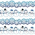 Whaline 68Ft Winter Bulletin Border Sticker Holiday Decoration Borders Snowflake Snowman Wave Trim Border Self-Adhesive Label Sticker for New Year Decor School Classroom Office Chalkboard, 60Pcs