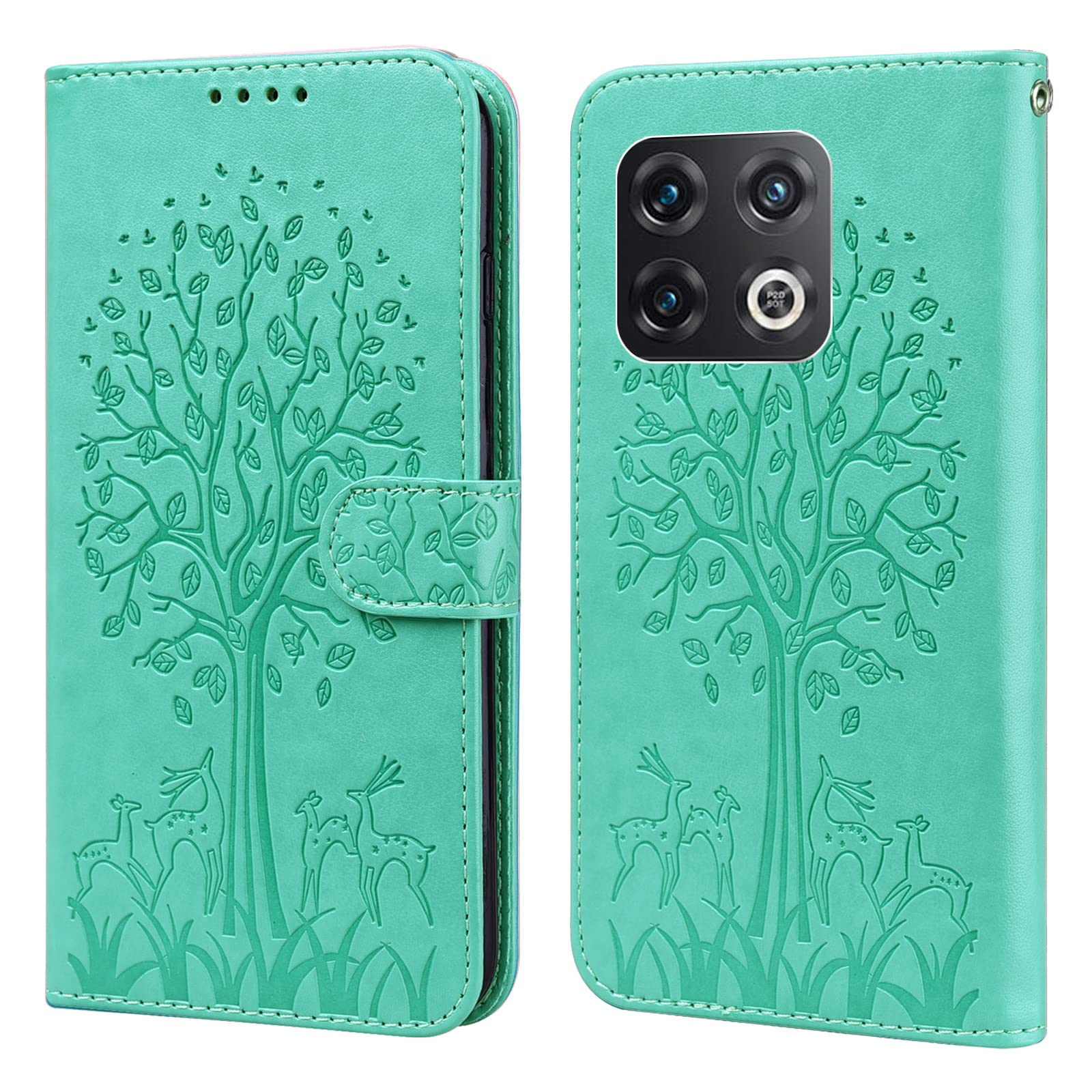 GLANDOTU Case for OnePlus 10 Pro 5G 6.7 inch, Flip Wallet PU Leather Cover with Card Slots and Stand Function for OnePlus 10 Pro Phone Cases 【Green】