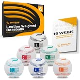 Driveline Baseball Real Leather Weighted Pitching Balls (Set of 6) Improve Mechanics and Velocity + Free 16-Week Program