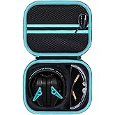 Lebakort Storage Case Compatible with Walkers Razor Slim/Howard Leight Honeywell Impact Sport/PROHEAR 066 030 Electronic Shooting Earmuffs Hearing Protection Muffs (Black + Teal Case)
