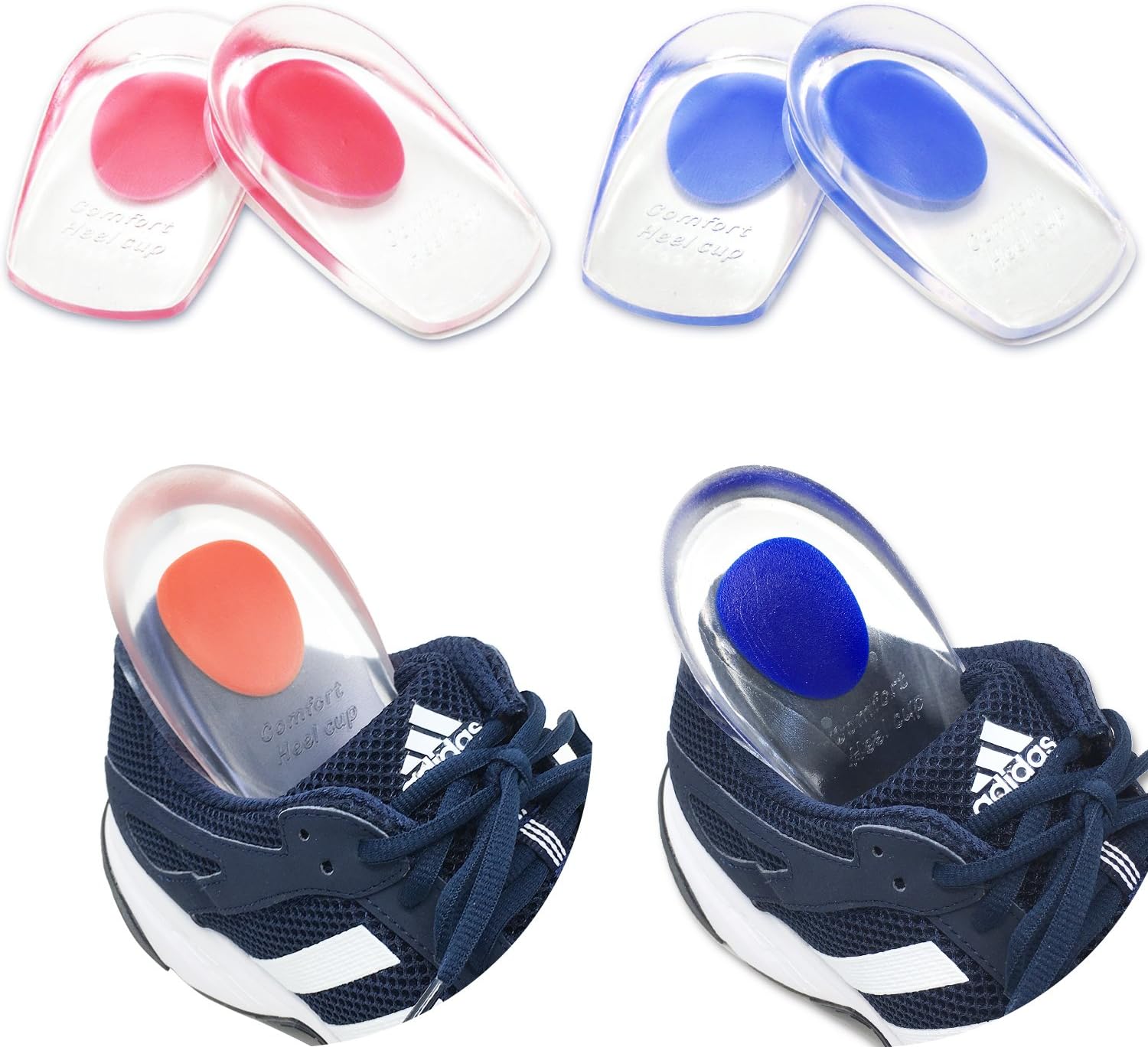 2Pairs Clear Orthotic gel heel cups for treatment of plantar fasciitis