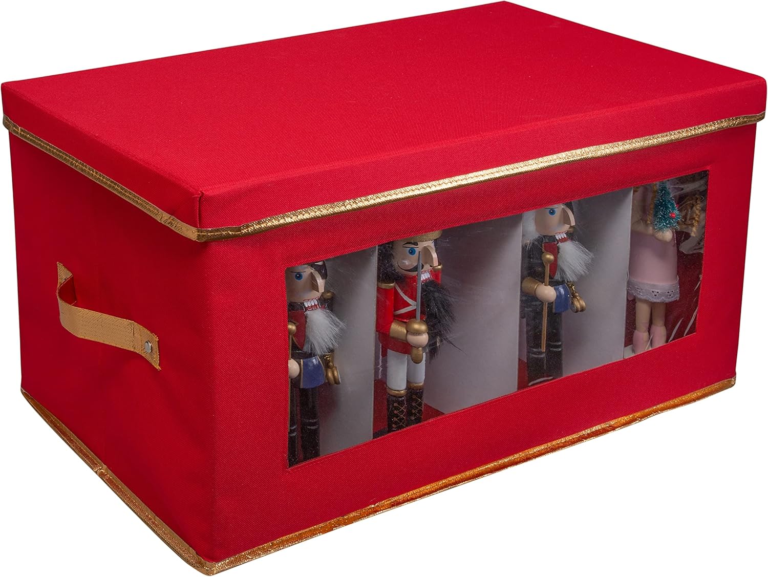 Nutcrackers - Simplify Holiday Figurine Storage Box | 8 Compartments | Seasonal and Christmas Décor Organizer | Nutcrackers | Lidded | Red
