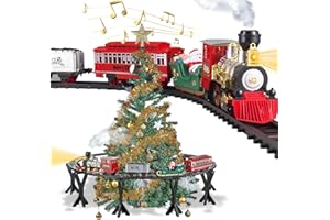 IFANFACE Christmas Tree Train Elevated, Floating Train Toy Steam Engine with Smoke, Light & Sound (Whistle/Mute), Holiday Xmas Tree Decoration for Kid Children, Gift for Ages 3 and Up Boys & Girls