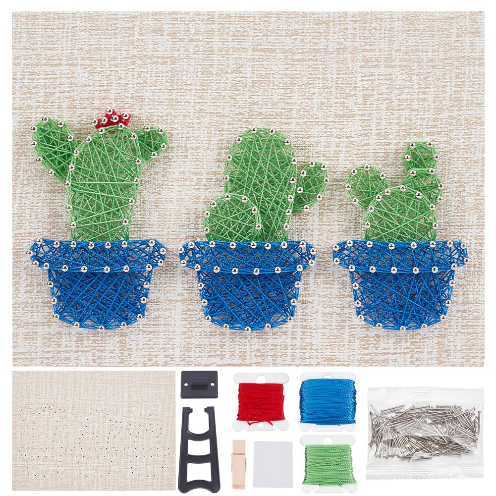 WEBEEDY DIY Cactus String Art Kit for Beginner 3D Plant String Art Crafts Kit for Adults,3 Cactus Arts Crafts Kit with Instruction and All Supplies,Home Wall Decorations Unique Women Gift