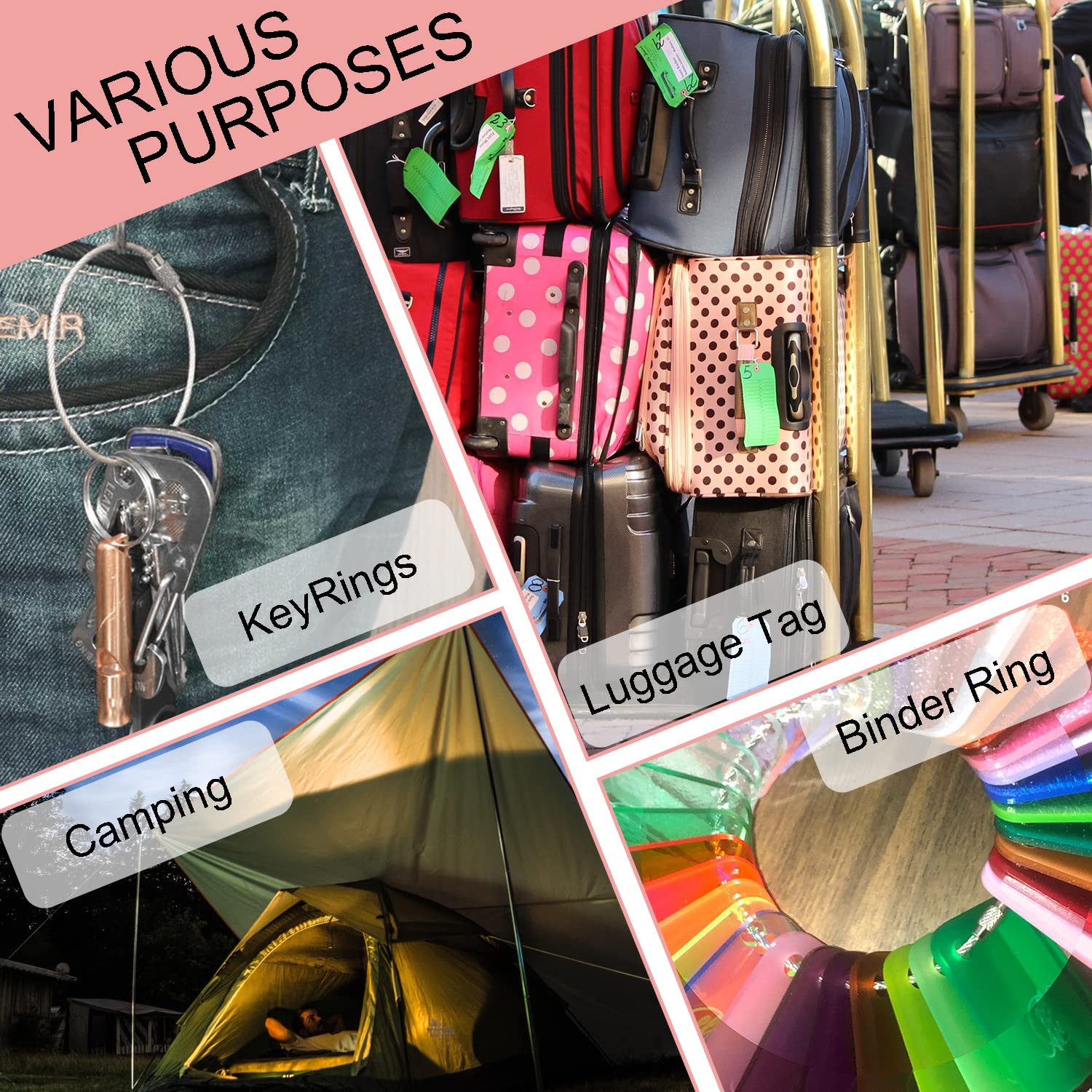 12 Pack Metal Luggage Tag Loops Holder Women 6