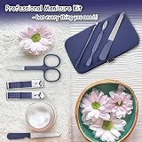 Acehome 7 in 1 Nail Clipper Set Blue Leather Case Stainless Steel Manicure view 6