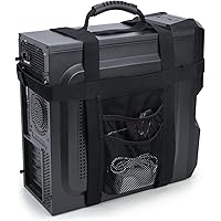 Trunab PC Tower Carrying Strap with Rubber Handle, Desktop Carrying Case Belt Computer Travel Holder with Pockets for Cable, 
