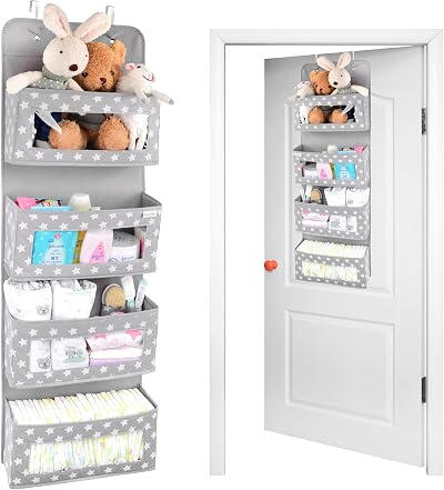 Vesta Baby Over Door Hanging Organiser with Hooks 4 Pocket Storage