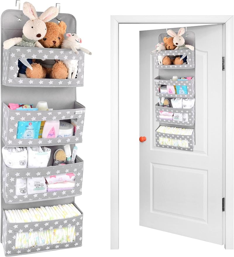 Vesta Baby Over Door Hanging Organiser with Hooks 4 Pocket Storage