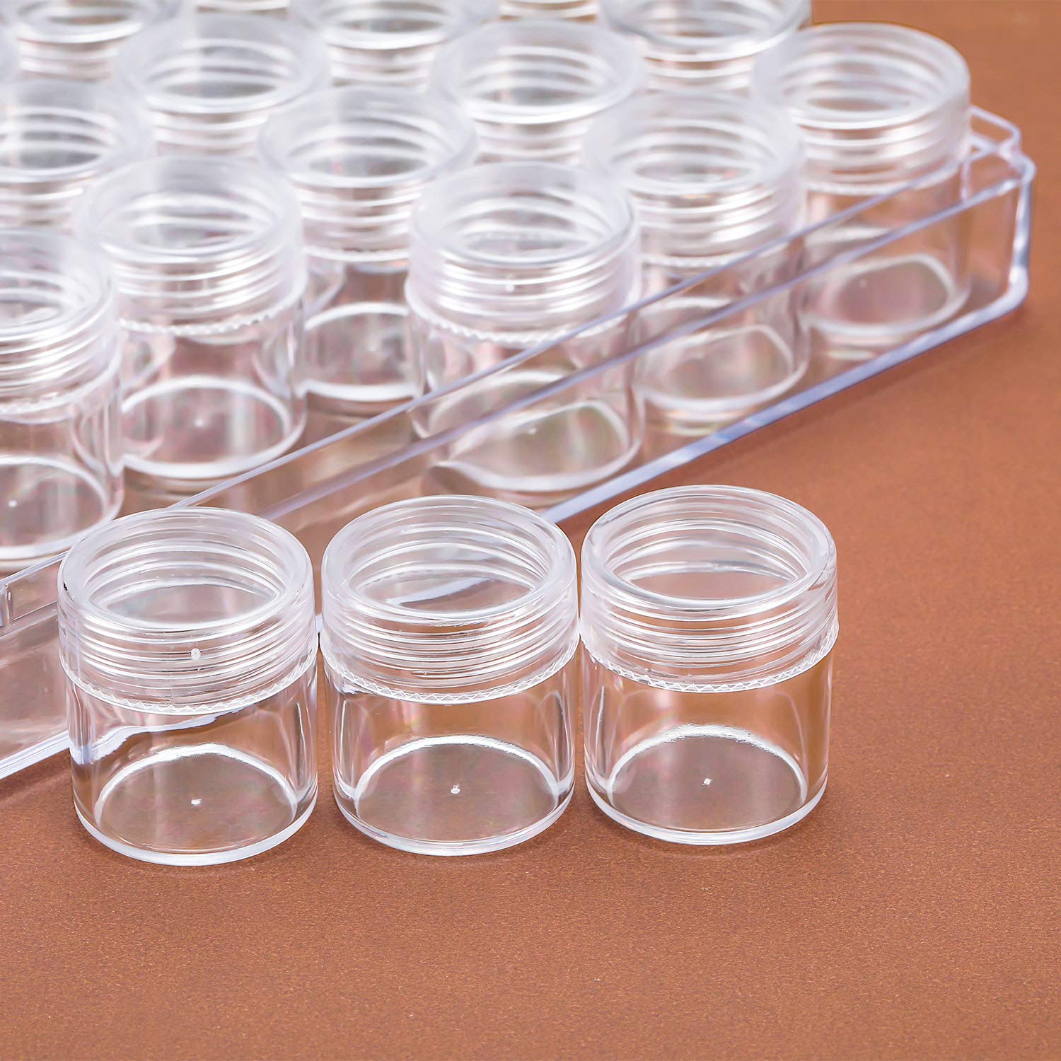 Blulu Diamond Painting Storage Containers Clear Plastic Bead Containers Set Storage Jars Diamond Painting Accessory Box for DIY(1.15 x 1 Inch)