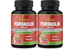 Organic Cadane 2 Packs Forskolin Supplements Capsules 5000mg & Turmeric, Arjuna, Garcinia Cambogia, Green Tea - Maximum Strength Coleus Forskohlii Extract - Support Energy Production & Immune System