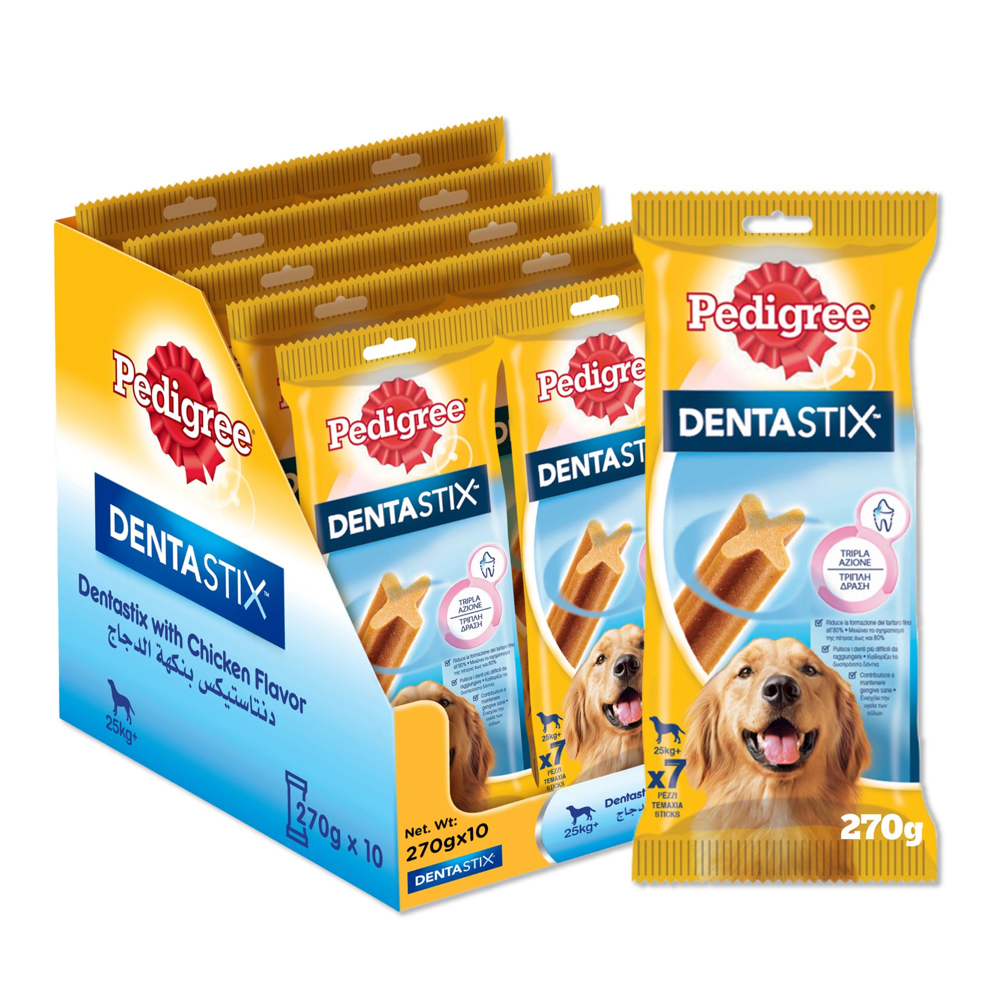 Pedigree DentaStix Daily Dental Chew for Large Dogs 25 kg+, 7 Sticks, 270 g (Pack of 10)