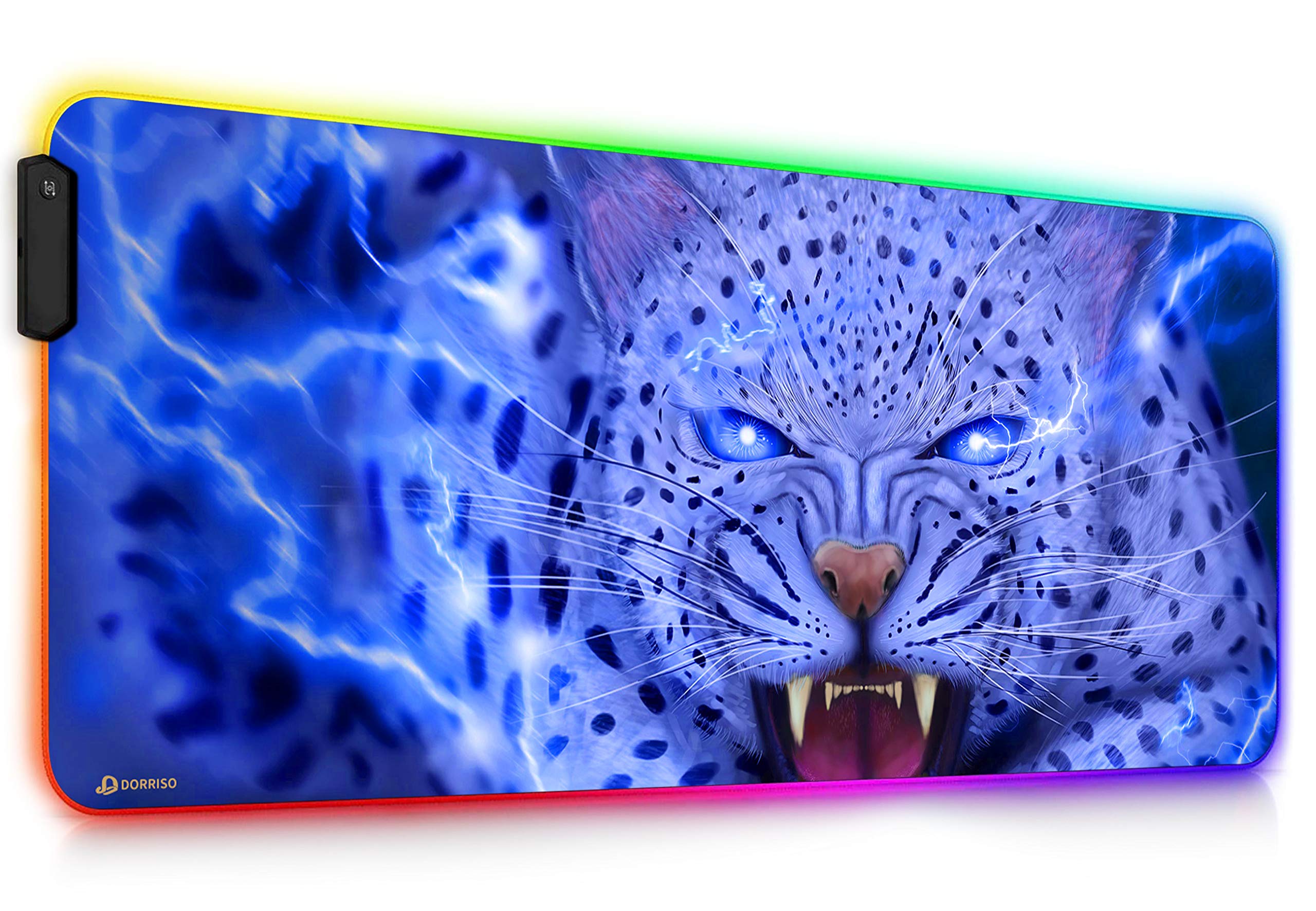 DORRISO Mouse Pad RGB Gaming Mouse Mat New Large 900x400x4mm XXL 12 Glowing Modes LED Extended Mousepad Anti-Slip Rubber Base Keyboard Soft Mouse Pads for Computer Laptop PC Desk Gaming Mousepad