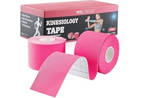 Kinesiology Tape (2/Pack) for Sports and Recovery, Water Resistant, Latex Free Premium Elastic Cotton Athletic Tape by Weltroice(2/Pack, 16.4FT Each, Pink)