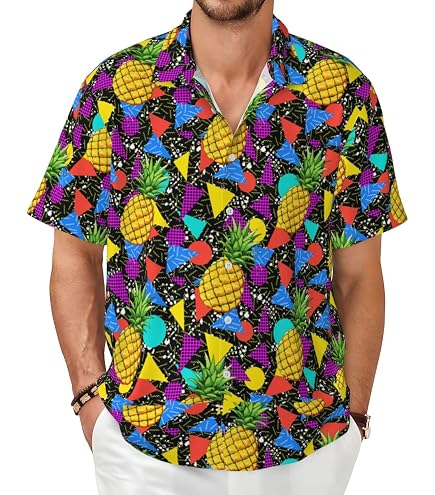 Amazon.com: LATOBREATH Classic 80s 90s Men Disco Shirts Hawaiian