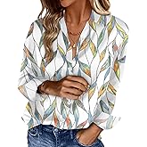 OFEEFAN Womens Button Down Shirts Long Sleeve Tops Silk Satin Blouses Business Casual Fashion Outfit