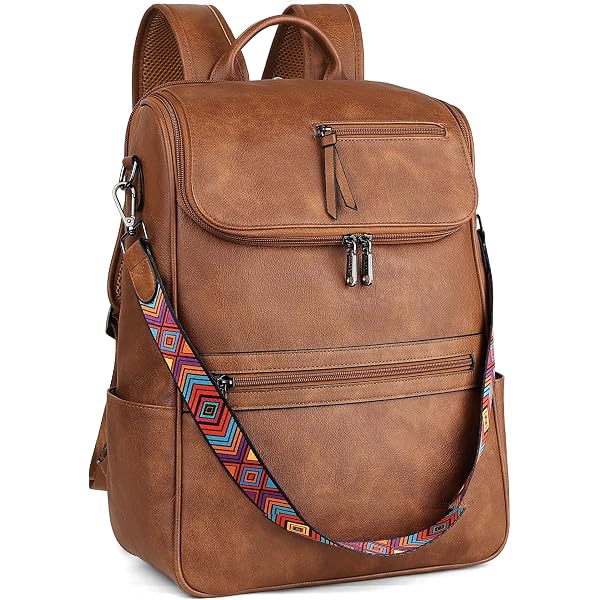 Amazon.com: FADEON 15.6 inch Leather Laptop Backpack Purse  display picture 1
