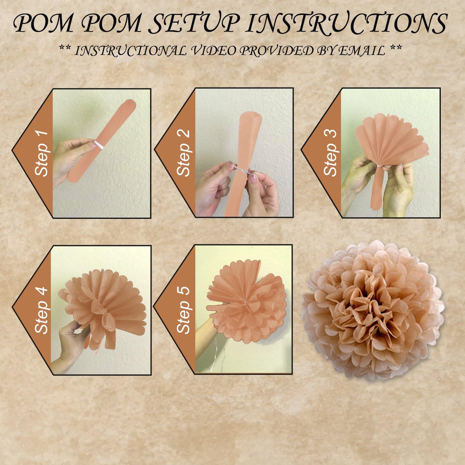 EpiqueOne 20-Piece Party Decoration Kit – Hanging Tissue Paper Pom Poms for Weddings and Other Special Occasions – Easy to Assemble and Install – Colors: White, Ivory, Peach and Champagne: Health & Personal Care