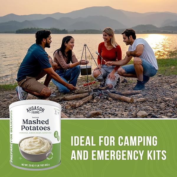 INSTANT MASHED POTATOES EMERGENCY FOOD SUPPLY, 30 SERVINGS, 10 YEAR SHELF LIFE, CERTIFIED GLUTEN FREE MASHED POTATOES, FLAVORED WITH BUTTER AND SALT – DEHYDRATED MEALS, SURVIVAL FOOD CAMPING ESSENTIALS CAN