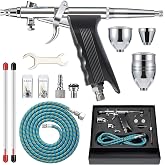 Airbrush Kit, Air Brush Painting Set, Double Action Trigger Airbrush Gun with 0.3mm/0.5mm/0.8mm Needles, 2cc/5cc/13cc Paint Cup, Airbrush Spray Tool Set for Painting Nails Cake Tattoo Makeup