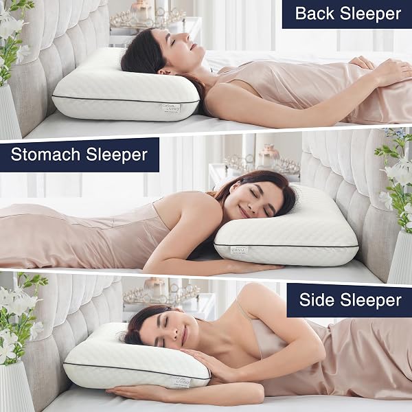 CASUAL LIVING MEMORY FOAM PILLOW QUEEN SIZE BED PILLOW INSERT WITH HYPOALLERGENIC REMOVABLE MACHINE WASHABLE COVER FOR BACK STOMACH AND SIDE SLEEPERS, QUEEN 16-INCH X 29-INCH, WHITE