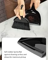 MR.SIGA Dustpan and Brush Set Bamboo Handle Mini Dustpan Durable Bristles Black view 4