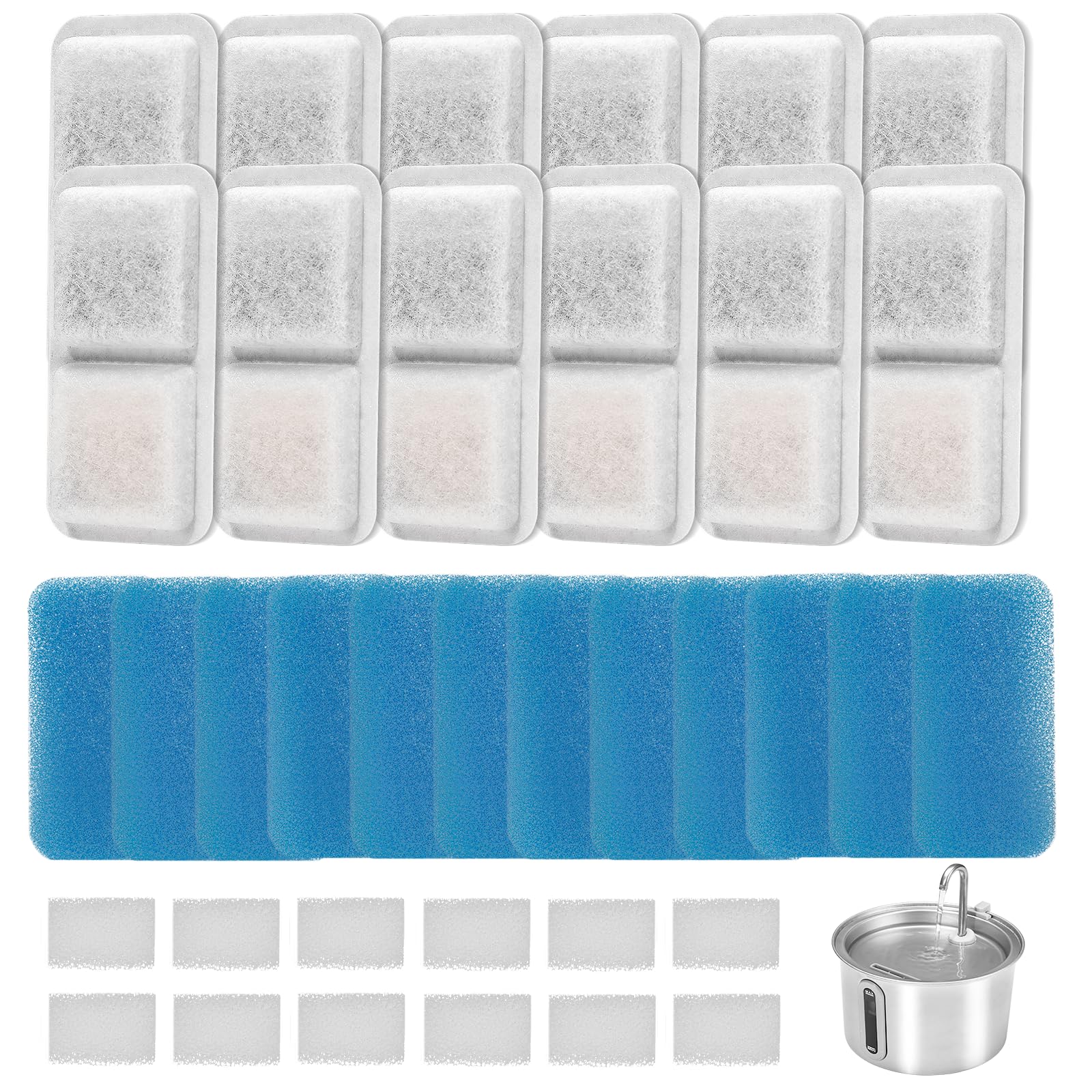 Photo 1 of (12 Pack) Cat Water Fountain Filters Replacement Compatible with oneisall Cat Water Fountain, Cat Fountain Filters for 67oz/2L Stainless Steel Cat Fountain