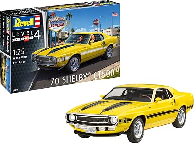Modelismo I '70 Shelby Mustang GT500 I Kit de construcción I Escala 1:25 I 120 piezas I Juego de manualidades a partir de 12 años I Modelo detallado I Coche deportivo I Auténtica réplica
