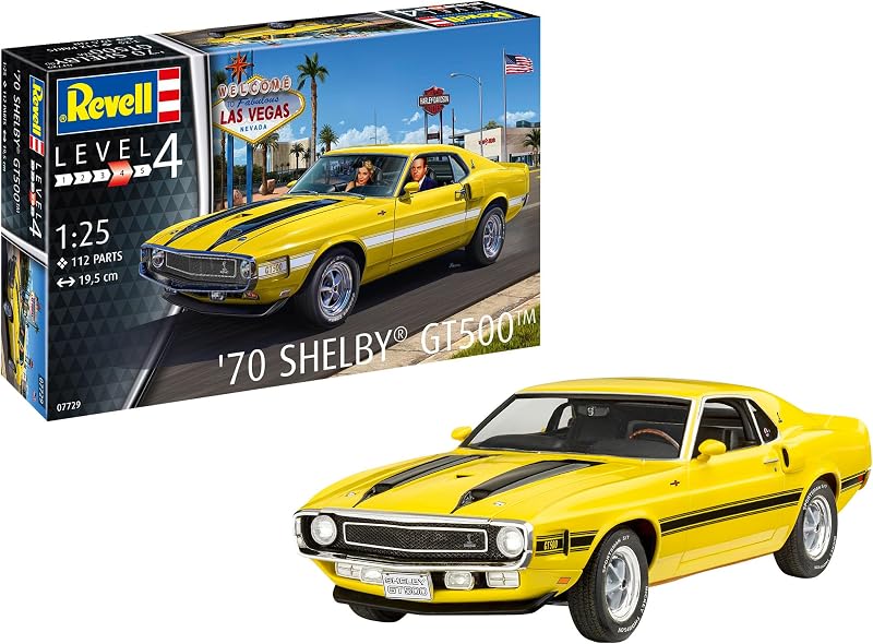 Modelismo I '70 Shelby Mustang GT500 I Kit de construcción I Escala 1:25 I 120 piezas I Juego de manualidades a partir de 12 años I Modelo detallado I Coche deportivo I Auténtica réplica
