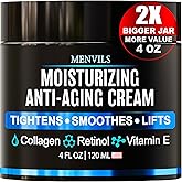 Mens Face Moisturizer Cream - Anti Aging & Wrinkle for Men with Collagen, Retinol, Vitamins E, Jojoba Oil - Face Lotion - Age Facial Skin Care - Eye Wrinkle - Day & Night - 4 oz