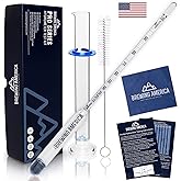 Hydrometer Alcohol Meter Test Kit: Distilled Alcohol American-Made 0-200 Proof Pro Series Traceable Alcoholmeter Tester Set w
